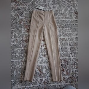 Zara Beige High-Waisted Pants